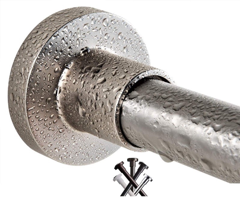 BRIOFOX Tension Curtain Rod 43-73 Inches Brushed Nickel, Rustproof and Non-Slip and Heavy Duty Shower Curtain Rod for Window or Bathroom, 304 Stainless Steel - Image 1